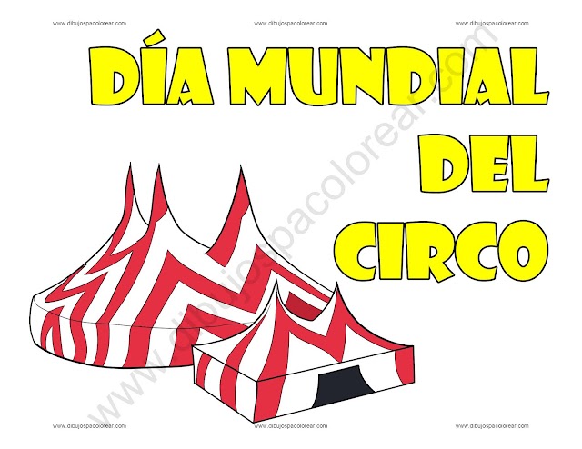 Día Mundial del Circo dibujo a color y para colorear